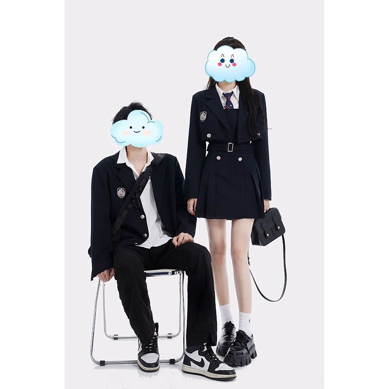 2025 College Style Blazer Jacket For Women Spring And Autumn Short Suit With Suspender Skirt Two-Piece Fashion Set_voghion.com