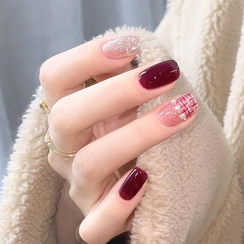 Wearing Armor, Wine Red, Small Fragrance, Elegant And White, Versatile Wearable Stickers, Finished Yiwu Nail Art_voghion.com