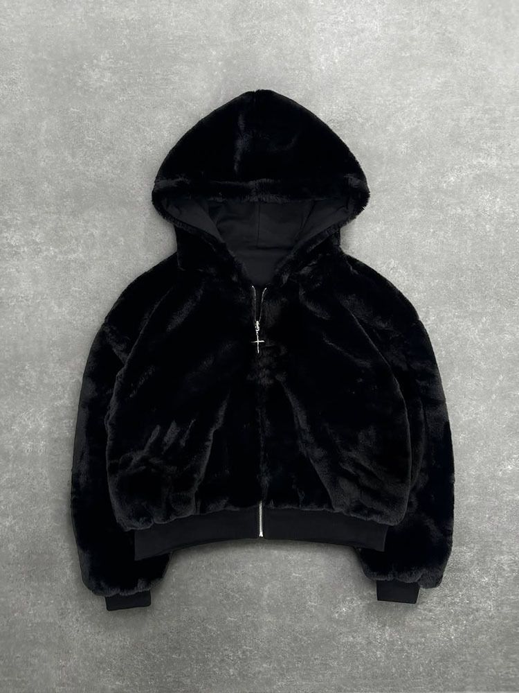 Men's Reversible Zip-Up Hoodie With Leopard Print - Oversized Pullover Sweatshirt For Winter & Fall, Unisex Streetwear_voghion.com