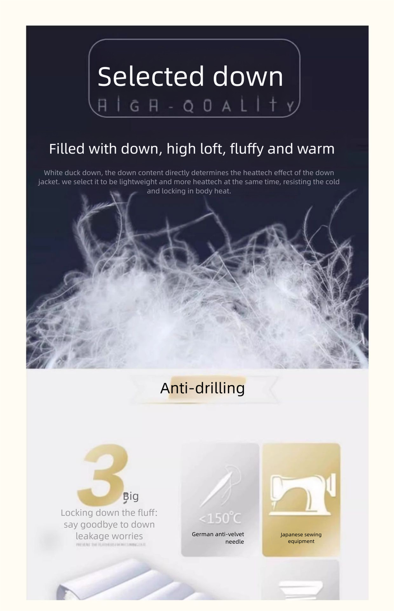 Weiße Entendaunenjacke für Damen (Nebensaison), Kurzform, neue koreanische Version für Herbst und Winter, lockere Passform, dick gefüttert, für zierliche Frauen_voghion.com