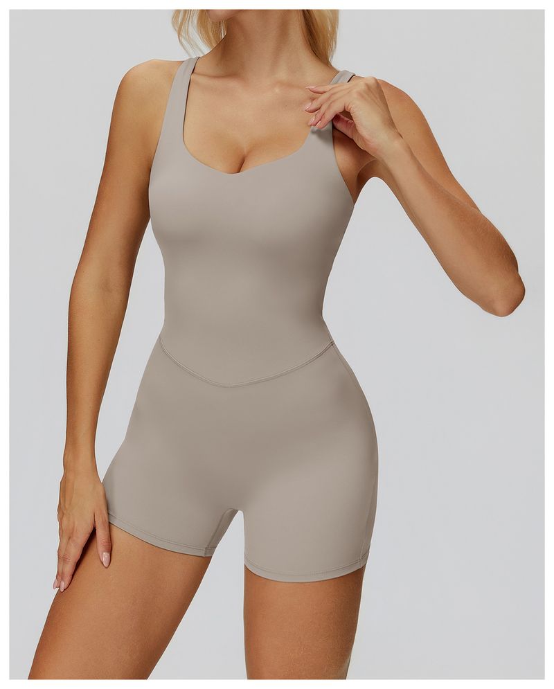 Zechuang, costume intero sportivo da yoga, fitness e corsa, con schiena incrociata e spazzolata, 9506_voghion.com