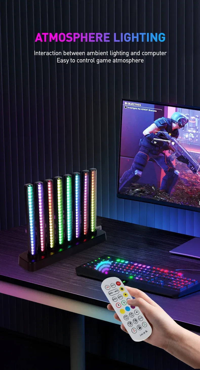 LED Smart RGB Desktop Tuya APP Controllo Touch Musica Ritmo Alexa Google Ambient Esports Luce Atmosfera Casa Camera da Letto_voghion.com