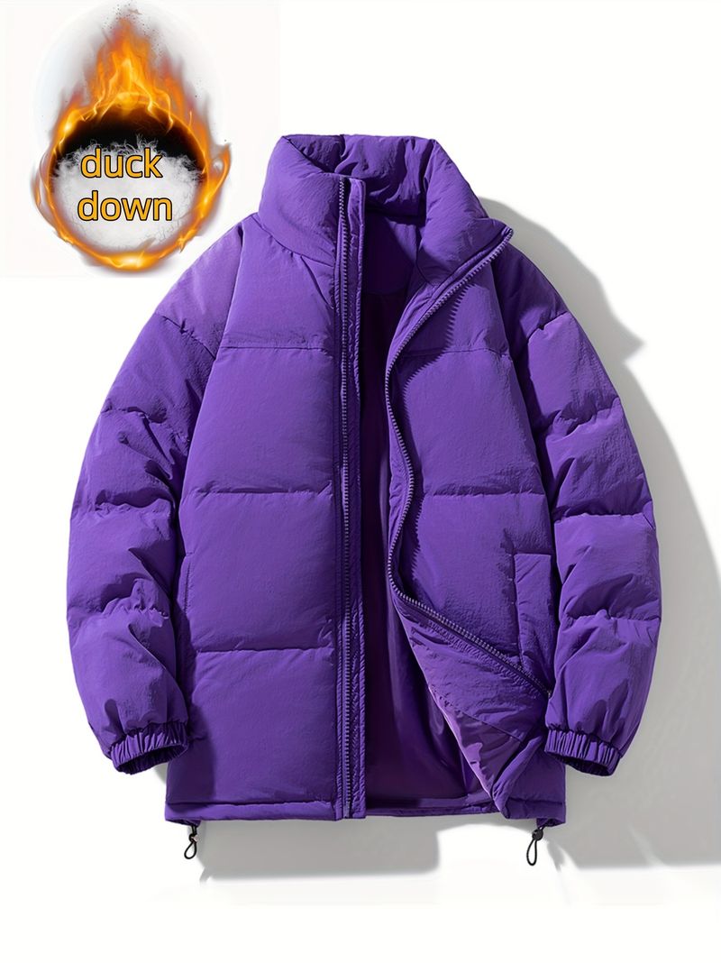 Unisex-Wintermantel für Herren – Wintermantel mit durchgehendem Reißverschluss und Stehkragen, leichte, warme Oberbekleidung zum Wandern, Bergsteigen, Skifahren &_voghion.com