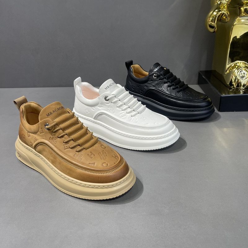 Herbst Echtleder Weiß High-End Leicht Luxus Geprägt Lässig Dick Besohlte Board Herren Trendy Schuhe_voghion.com