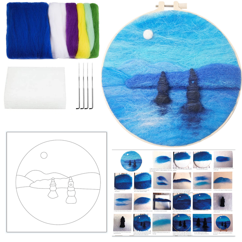 RUOPOTY Klassisk uldmaleri Indtryk DIY Broderiramme Filt Håndværk Pakke Filtnål Hjemmeindretning_voghion.com