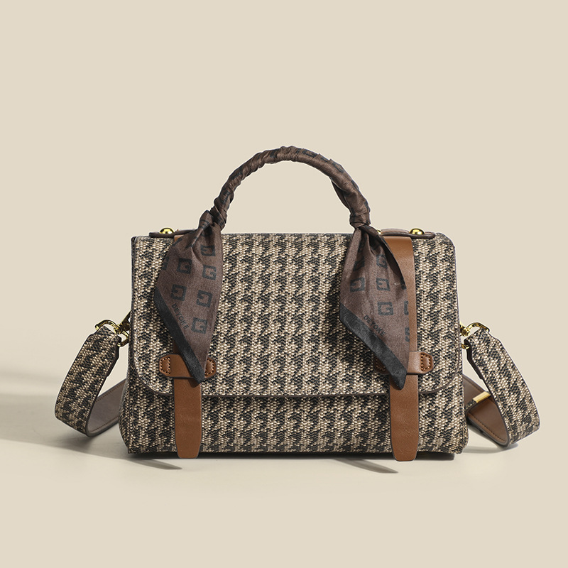 Qianniao Grid Edizione Coreana da Donna 2024 Primavera/Estate Nuova Tracolla Larga Singola Spalla Crossbody Modello Leopardo Piccola_voghion.com
