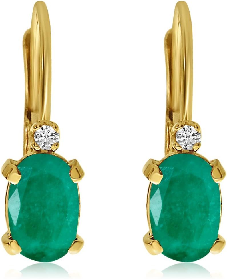 Oval Gemstone And Diamond Leverback Earrings_voghion.com