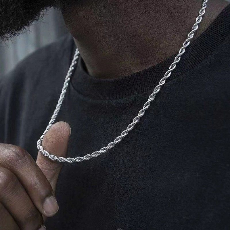 Titanium Necklace Men, Non-Fading Hip-Hop Cuban Chain, Stainless Steel Sweater For Women, Cool Collarbone Chain_voghion.com