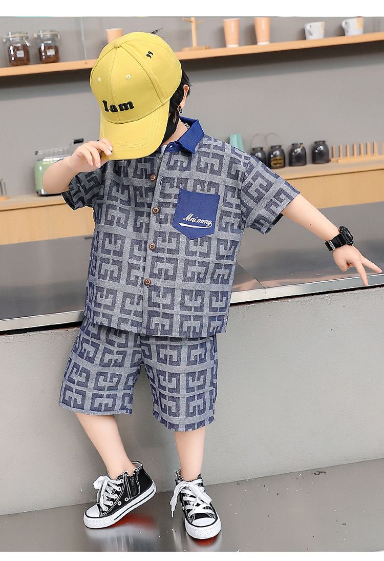 Camicia in denim per bambini, a maniche corte, per mamma e bambini, stile estivo, alla moda, per bambini_voghion.com