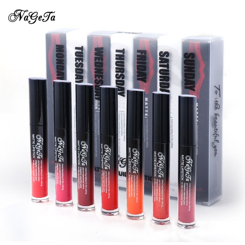 NAGETA 7 Set di colori Specchio in vetro Tazza ferma Rossetto liquido non sbiadisce_voghion.com