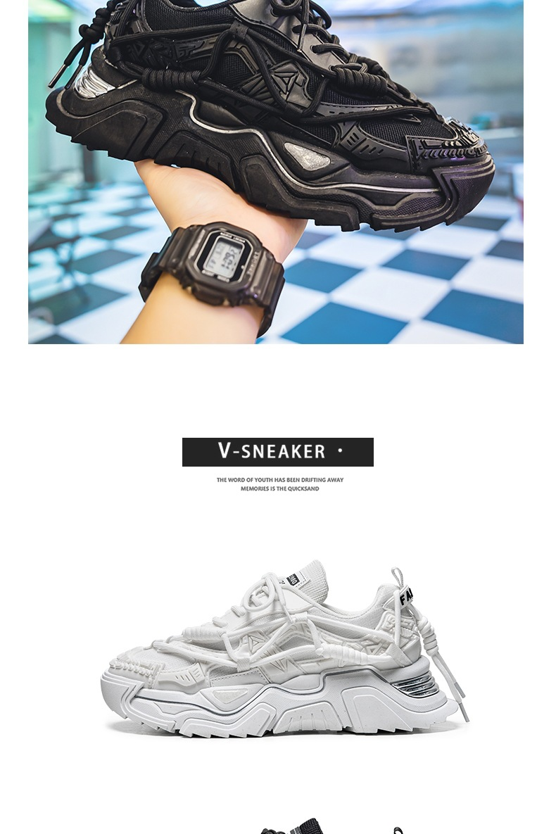 De nye platforms Mech Daddy-sko med tykke såler, forår, ungdom, all-match, skridsikre sportssko, trendy, afslappede, hvide sko_voghion.com