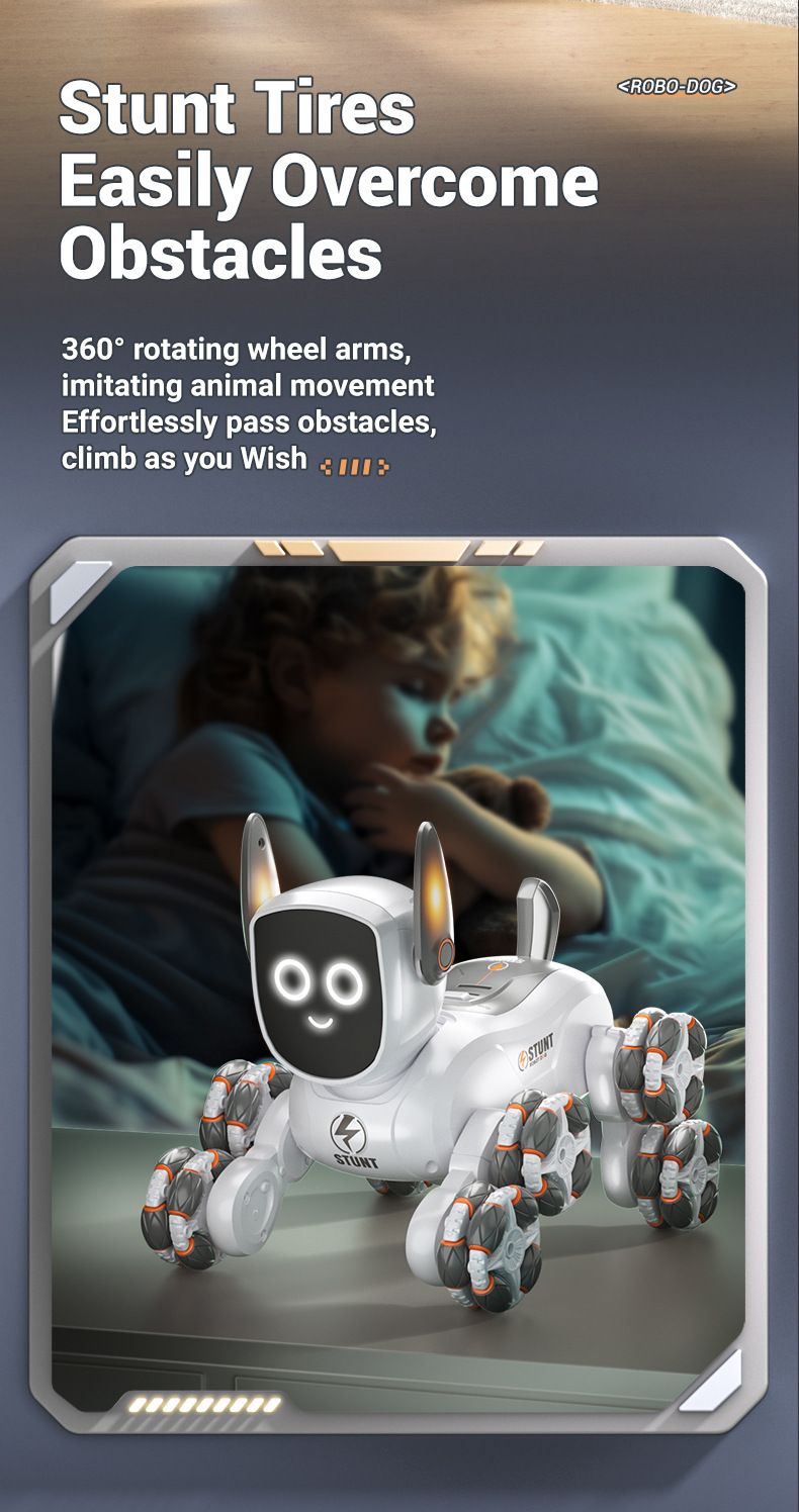 Remote Control Toys Intelligent Voice Mechanical Dog Gesture Sensing Remote Control Toy Eight Wheel Four Wheel Drive Stunt Deformation Car_voghion.com