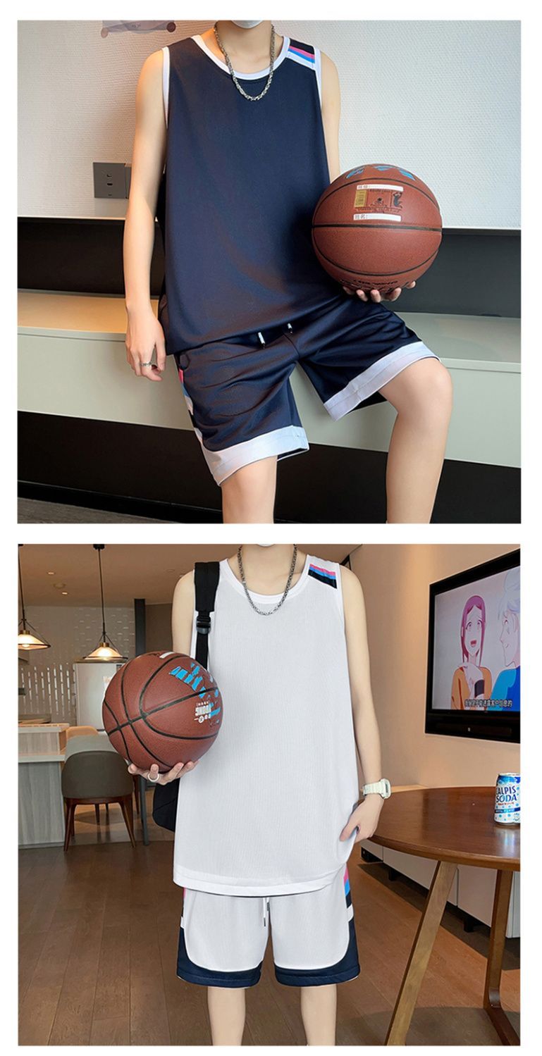 Erkekler İçin Yazlık Yeni Buz İpek Hızlı Kuruyan Günlük Spor Seti, Fitness Koşu Spor Giyimleri, Öğrenci Antrenman Basketbol Kıyafetleri_voghion.com