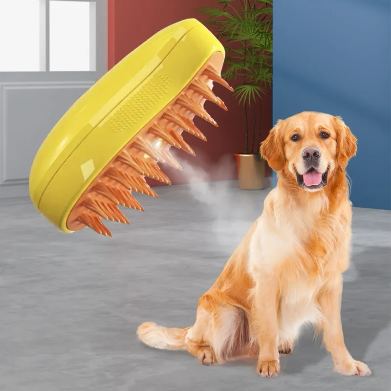 Kedi Köpek Evcil Hayvan Sprey Masaj Fırçası 3'ü 1 Arada Tek Düğmeli Buhar Spreyi Katlanabilir Döndürülebilir Yüzen Saç Banyosu Tüy Alma Fırçası Tarak_voghion.com