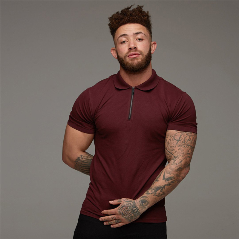 Muscle Male Brother Sport Poloshirt Poloshirts Herren Sommer Revers Kurzarm Fitness T-Shirt_voghion.com