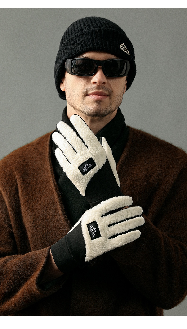 Winterwarme Herren, verdickter Plüsch, wind- und kältebeständig, Touchscreen-Strickhandschuhe für Outdoor-Radfahren, DY54_voghion.com