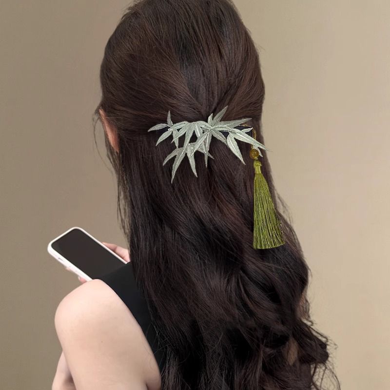 Forcina per capelli con perle e fiori, stile nazionale cinese, con ombra di bambù, sparsa, super fata, per la parte posteriore della testa, con molletta per capelli_voghion.com