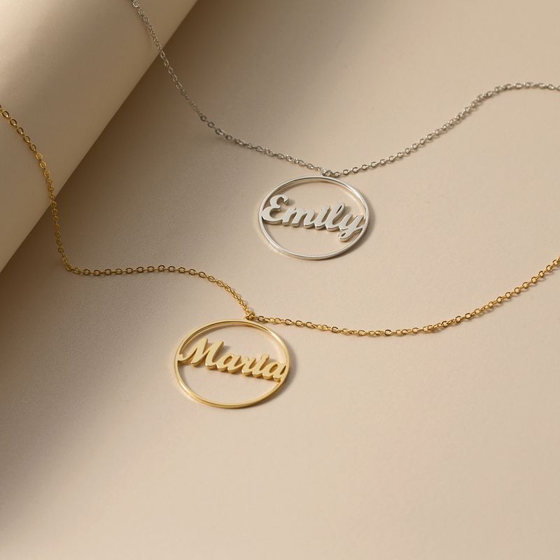 Gioielli in argento, geometria esagerata, semplice collo traforato, generoso cerchio da donna, nome personalizzato con lettera_voghion.com
