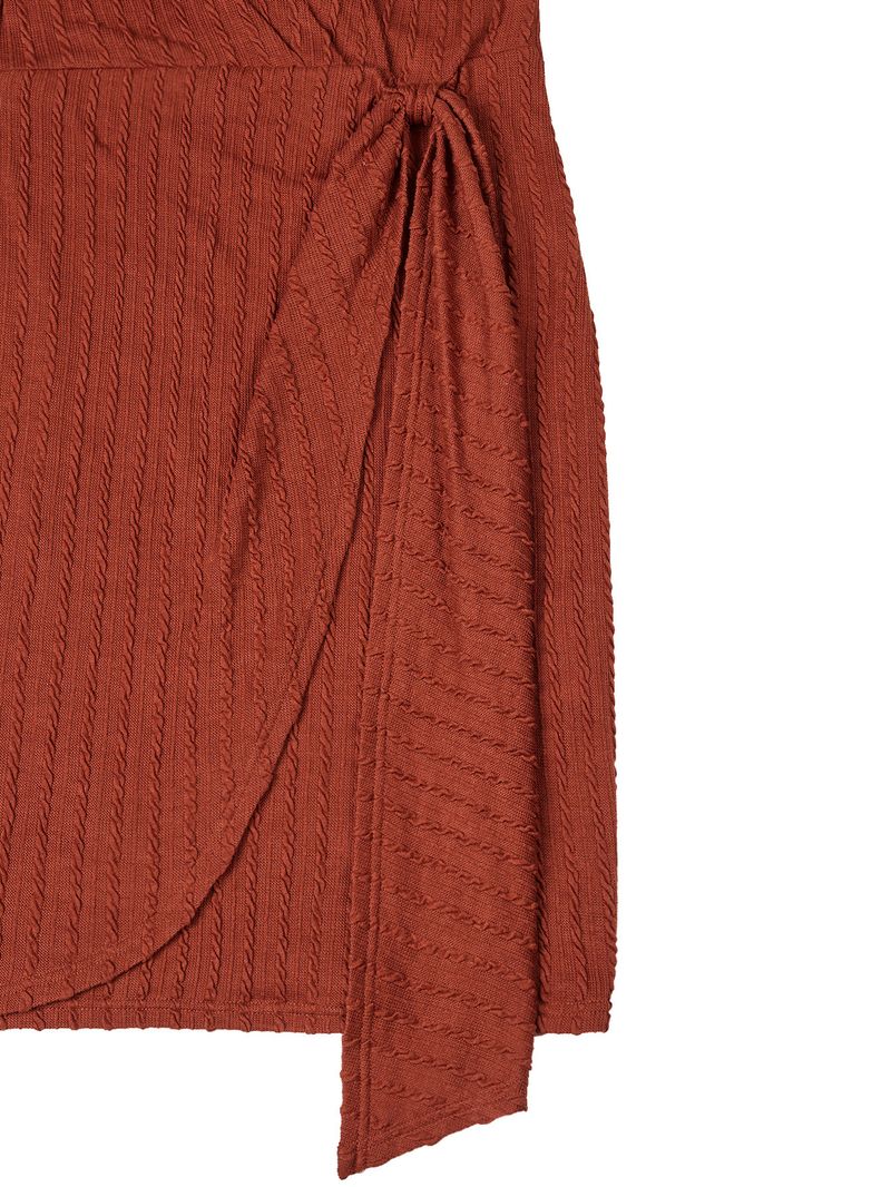 Abito da donna aderente in vita tinta unita con scollo a V e vestibilità slim_voghion.com