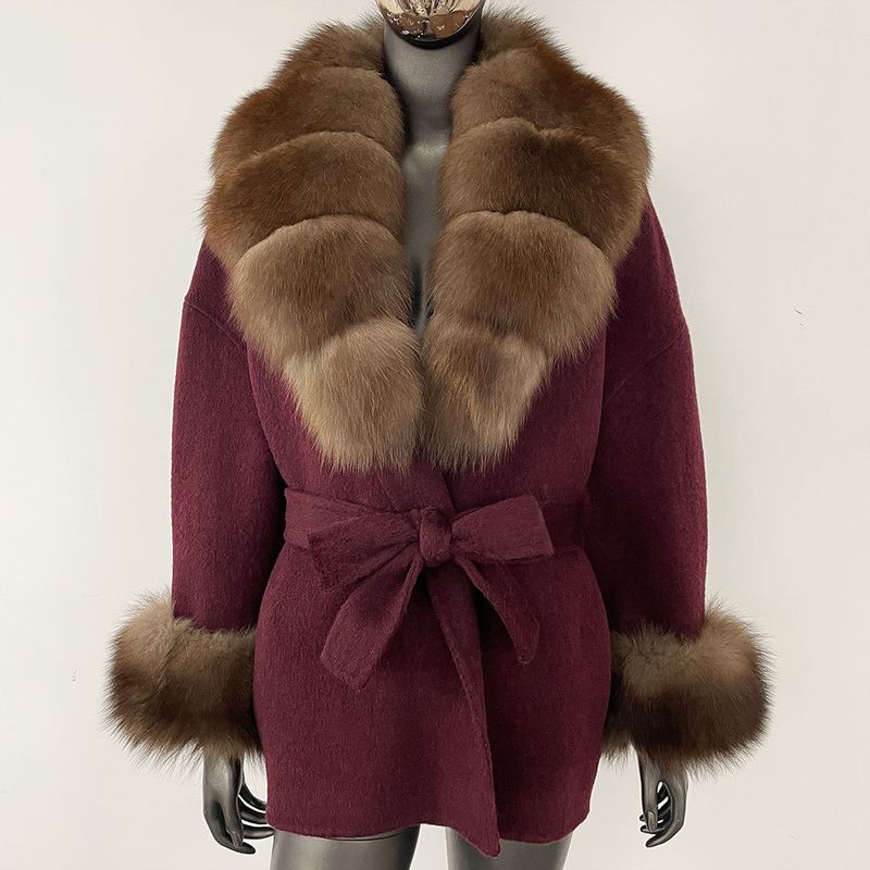 Luxuriöser doppelseitiger Wollmantel mit Fuchspelzkragen – Übergroßer Damen-Wintermantel, eleganter mittellanger Trenchcoat für Freizeit und Büro_voghion.com