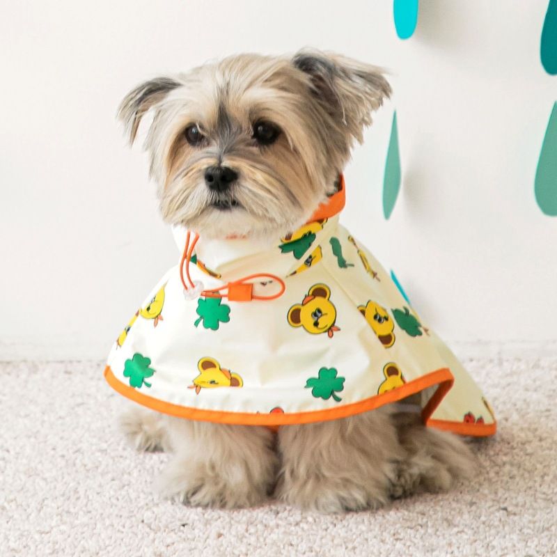 Capa de chuva impermeável para cães coreanos, capa de chuva com capuz para cães pequenos, médios e grandes, capa de desenho animado para bichon frisé_voghion.com