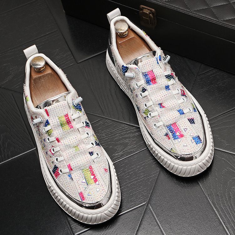 Mocassini bassi con strass per persone pigre, scarpe casual con diamanti pieni, scarpe da uomo basse alla moda con un piede_voghion.com
