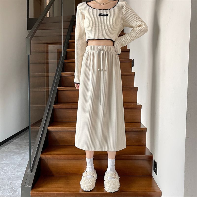 ChicShe 2024 Spring And Autumn New Thin Style Plus Size Loose Slimming High Waist With Slit Straight A-Line Skirt_voghion.com