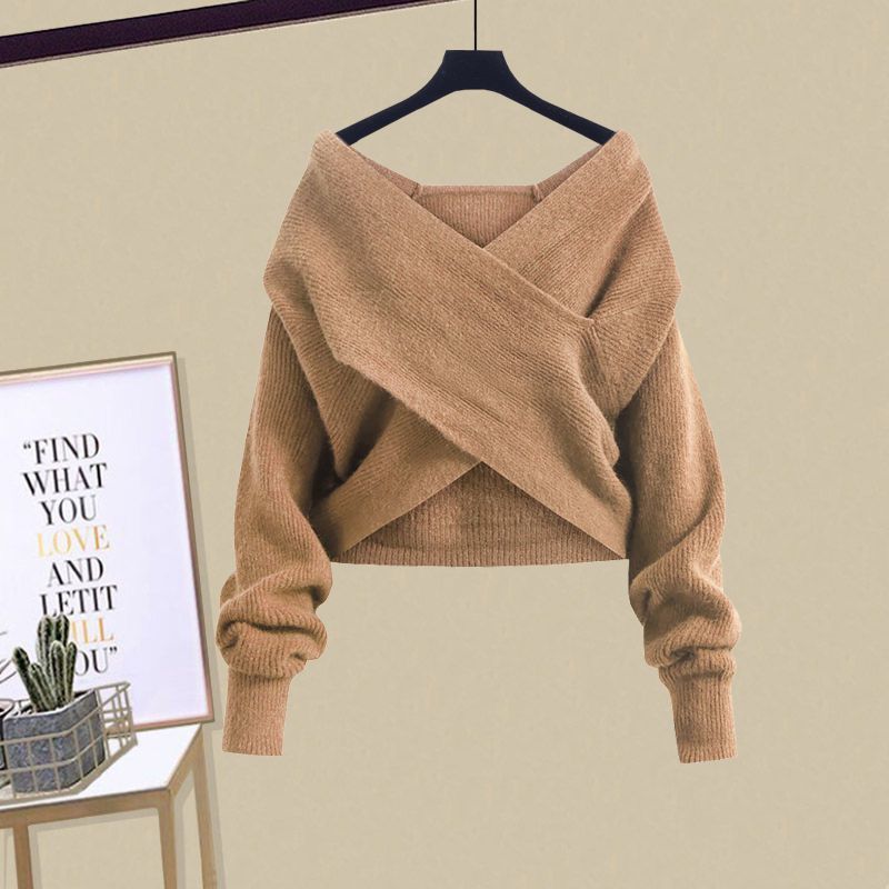 Inspired Women's Autumn Winter Knitwear Set - Oversized Sweater & Slimming Midi Skirt (Available In 4 Elegant Color Combinations)_voghion.com
