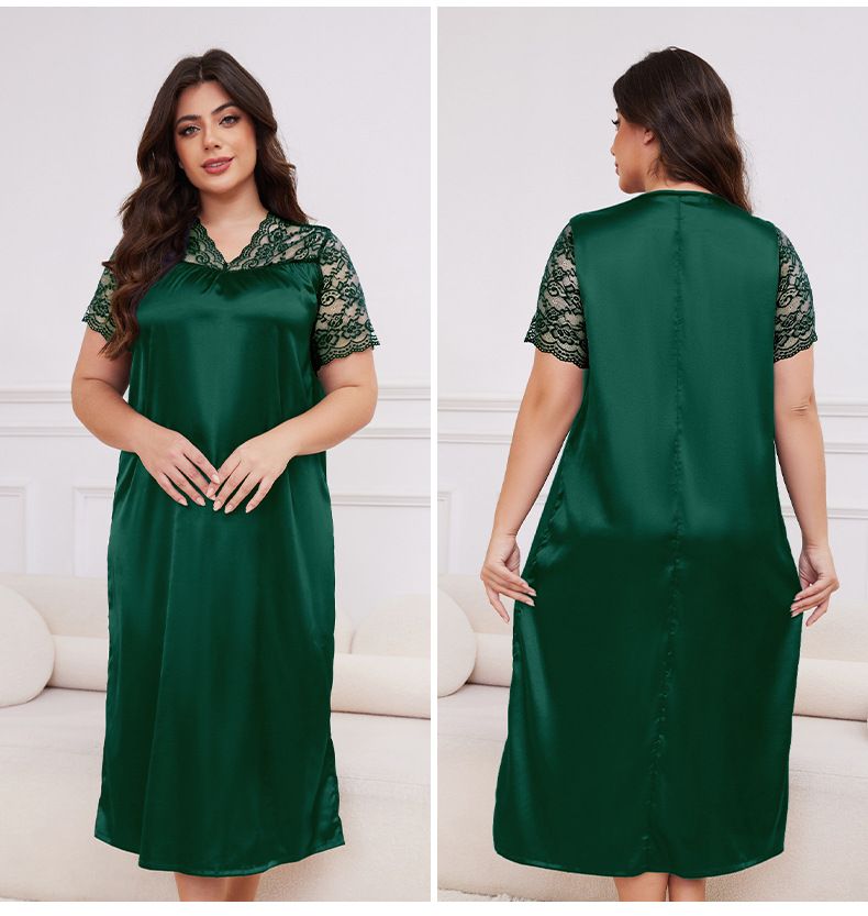 Plus Size Women's Ice Silk Pajamas | New Hot-selling Short-sleeved | Loose & Comfortable Loungewear_voghion.com