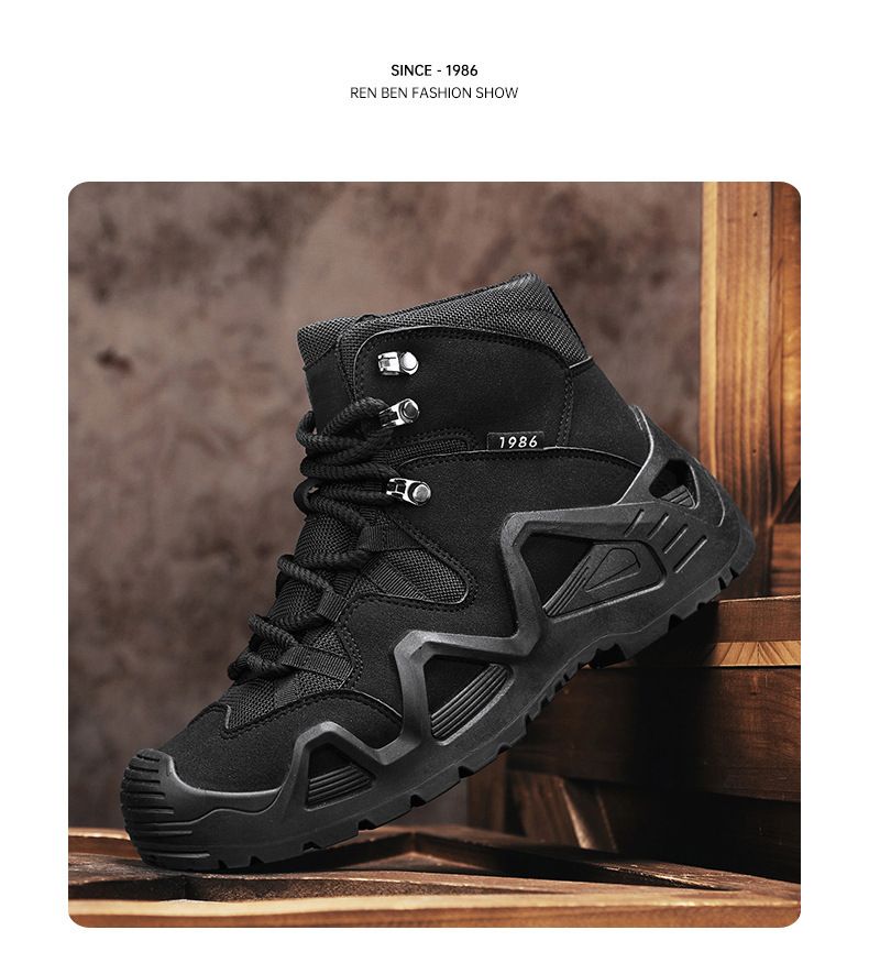 Outdoor Sports Rutschfeste Reise-Wanderschuhe Herren Dickbesohlte Midget Arbeitsschuhe Taktische Stiefel_voghion.com