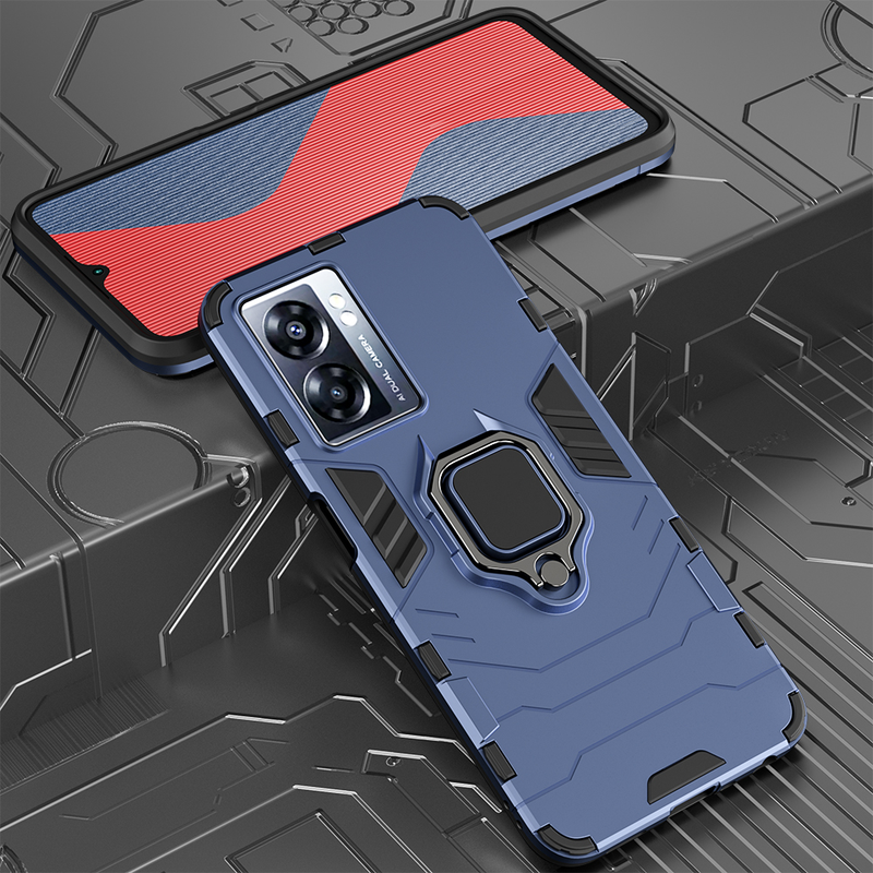 Custodia antiurto KEYSION per OPPO A77 5G A57 4G Custodia posteriore in silicone + PC con supporto ad anello in metallo per Realme V23 5G Q5i_voghion.com