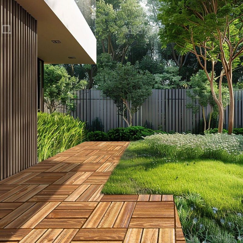 Confezione da 10 piastrelle per portico ad incastro in legno massello di pino 12x12 color canfora_voghion.com