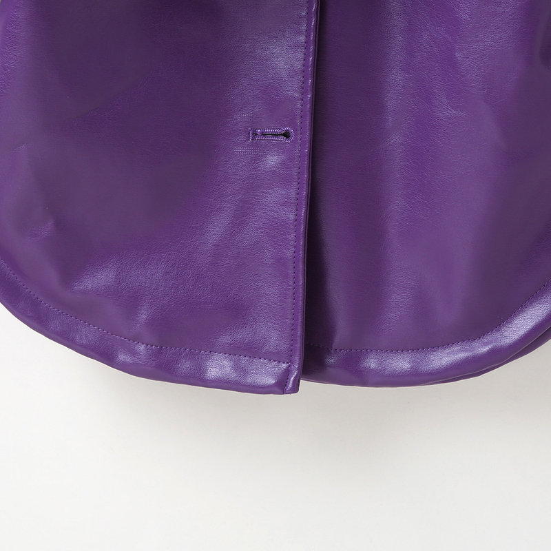KIDS CLOTHES Trendy Girl Fashion Solid Color Jacket Korean Edition Stylish PU Women's Leather Coat_voghion.com