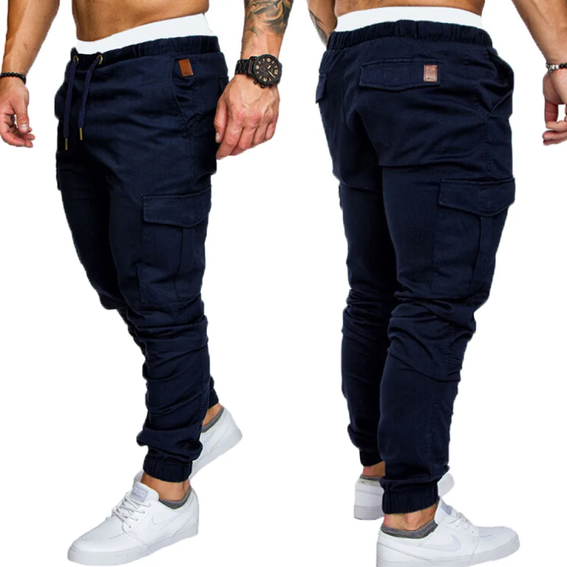 Moda para hombre flaco urbano pierna recta casual lápiz basculador pantalones de carga tácticos pantalones militares masculinos_voghion.com