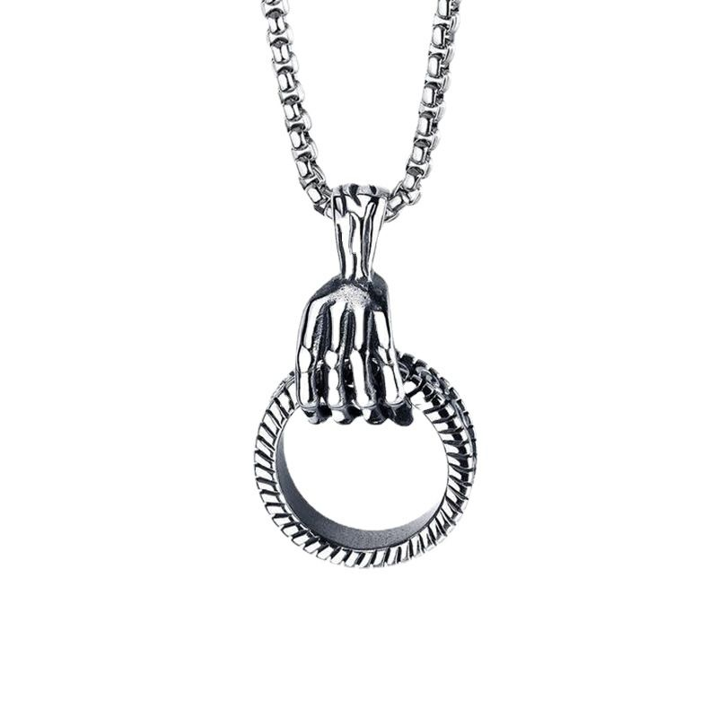 Bijoux de mode pour hommes et femmes punk rétro rock créatif crâne doigt cercle collier pendentif_voghion.com