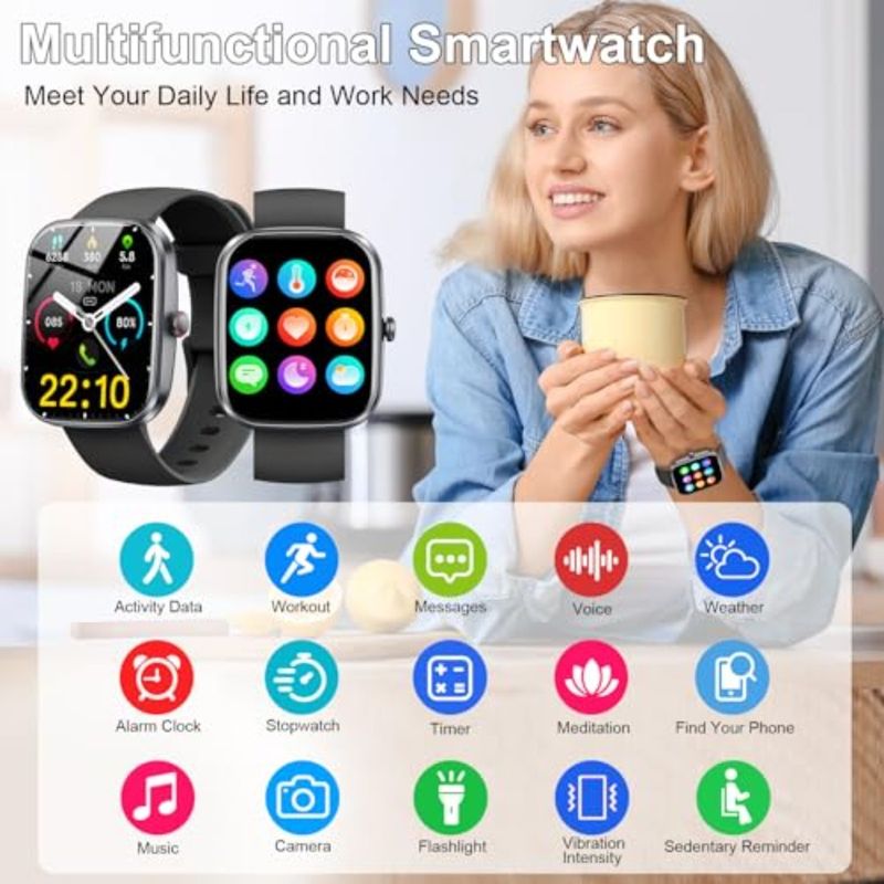 Smart Watch 1.91 Smartwatch For Men Women Answer Make Call Fitness Tracker With 120+ Sport Modes IP68 Waterproof Heart Rate Spo_voghion.com