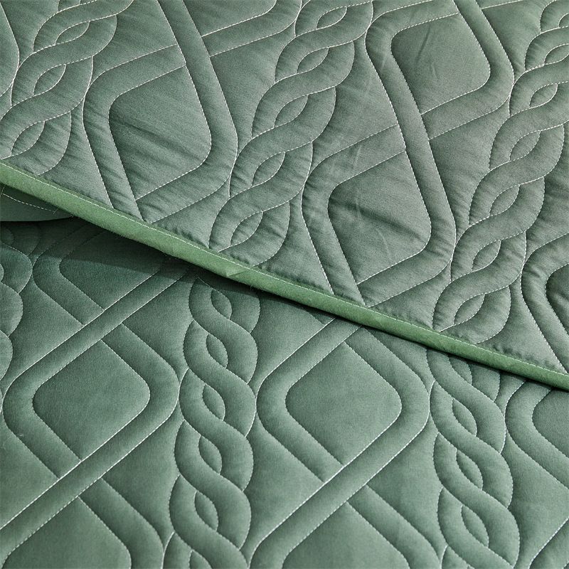 Modern Minimalist Diamond Quilted Bedding Set In Solid Colors - Light Grey, Beige, Green - Sizes 173x229cm To 264x229cm_voghion.com