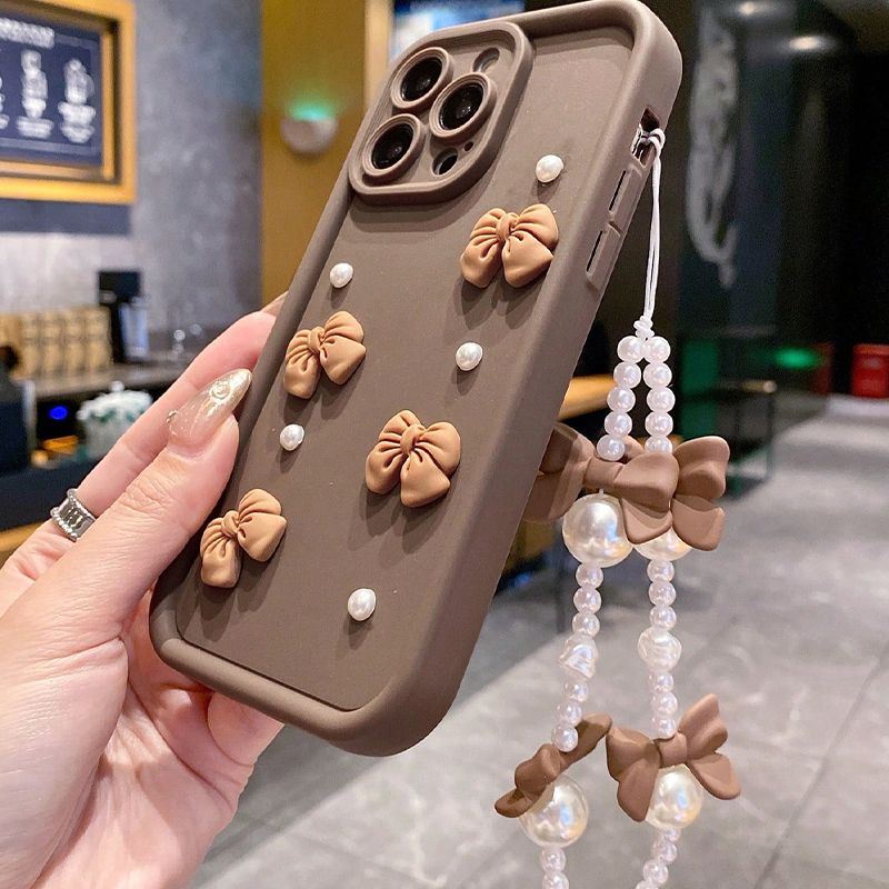 Nuova custodia per telefono con fiocco rosa perlato 3D per Pixel 7, 8, 9 Pro XL, 7A, 8A, Google Pixel8, Pixel9proxl, con custodia per bracciale_voghion.com