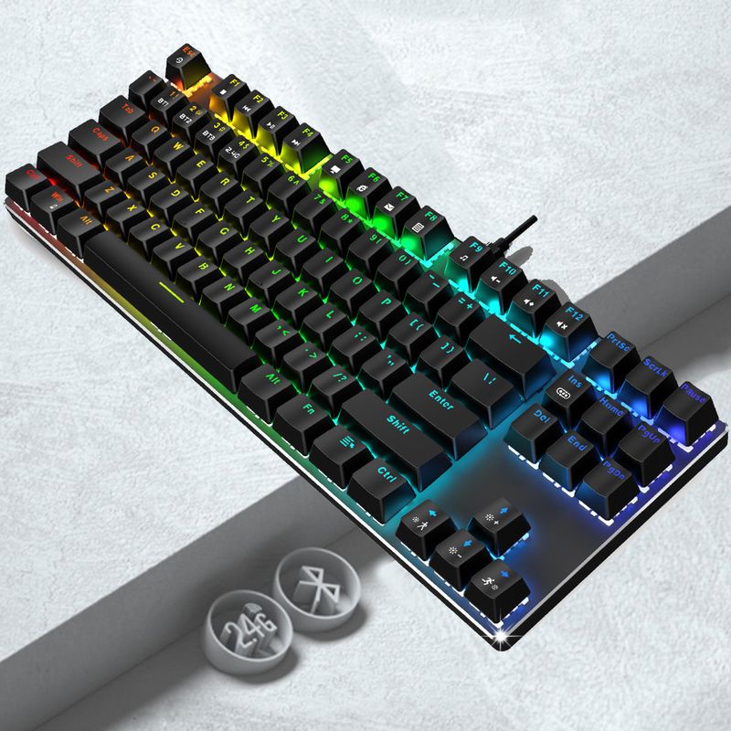 Mitu 87-key Bluetooth Mechanical Keyboard Wired Wireless Bluetooth 2.4G Three-mode Phablet MCA Green Tea Red Axis_voghion.com