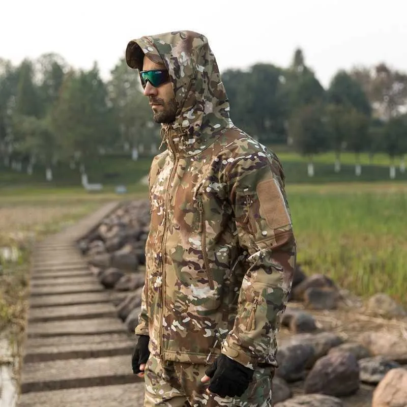 Männerjacketten Dropshipping Lurker Skin Softshell V5 Militär Taktesch Jackett Männer Waasserdicht Mantel Camouflage Kapuzen Arméi_voghion.com