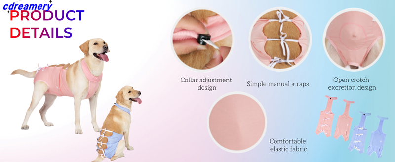 Kirurgiskt set för hund, återhämtningsset för husdjur, kirurgiskt set för hundsterilisering, bandageform, enkla postoperativa kläder, för steriliserade hudåkommor_voghion.com