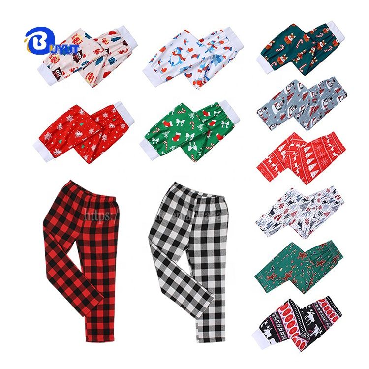 Karierte Pyjamahose aus Baumwolle in Familienfarben, Unisex-Größen, bequemer Weihnachts-Pyjama zum individuellen Besticken_voghion.com