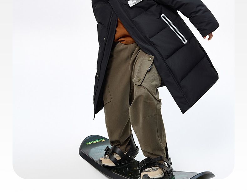 Ciepła i stylowa dziecięca długa kurtka puchowa z kapturem – miękka i lekka dla chłopców i dziewczynek (czarna/różowa/czerwona/kremowa)_voghion.com