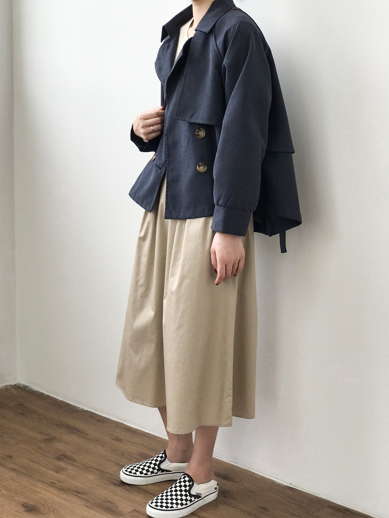 Women's Clothing spring new retro short windbreaker for small men female chic loose temperament coat 7962_voghion.com