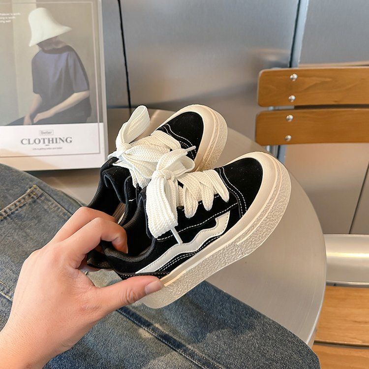 Scarpe da ginnastica basse in tela con lacci e suola morbida per bambine, primavera 2025, nuove scarpe casual per bambini di medie e grandi dimensioni, tendenza moda_voghion.com