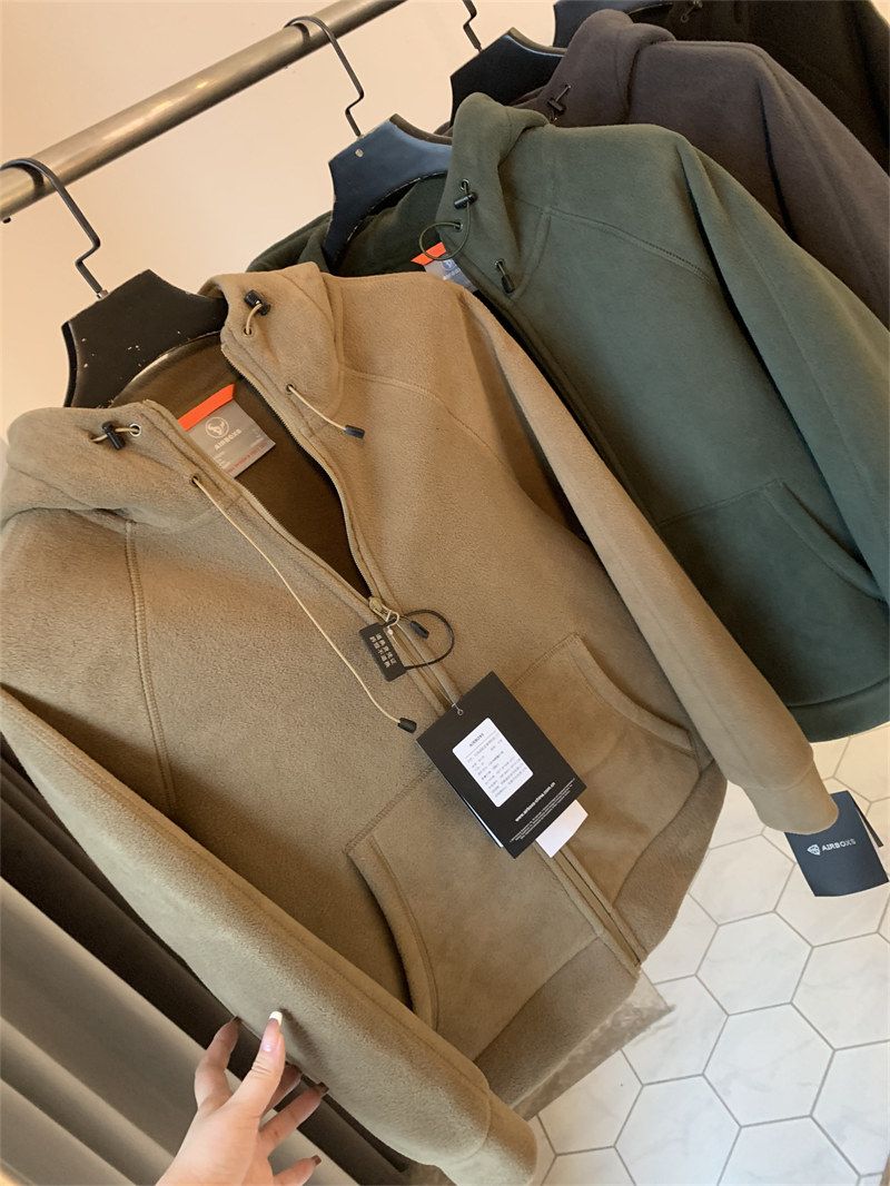 Giacca con cappuccio in pile pesante double face da uomo - Cappotto invernale in pile caldo per abbigliamento casual_voghion.com