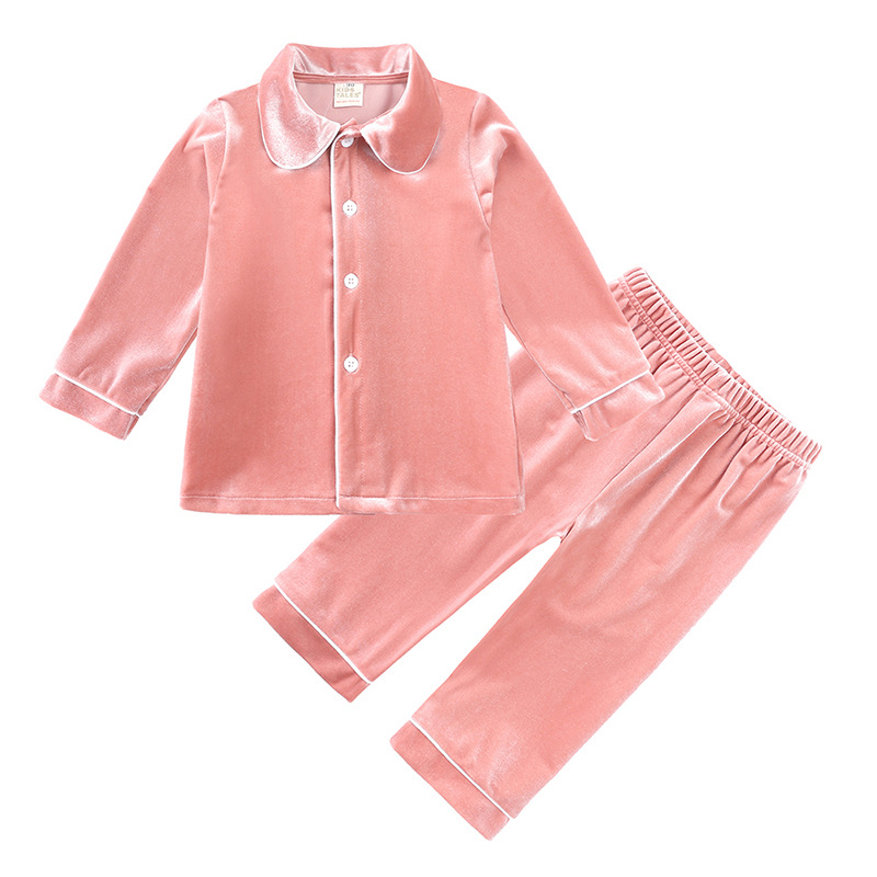 Conjunto de pijamas para niños y niñas de manga larga de terciopelo navideño para niños Otoño Invierno_voghion.com