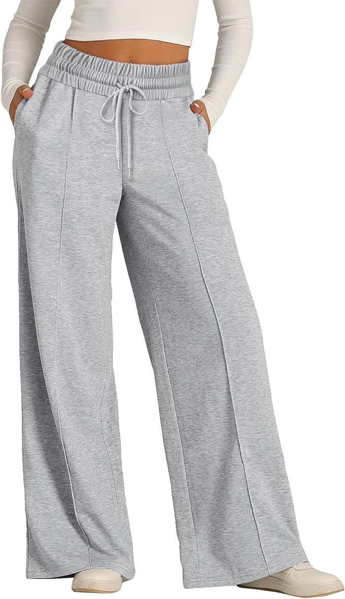 Pantaloni della tuta da donna, tinta unita, casual, con coulisse, vita elastica e gamba larga_voghion.com