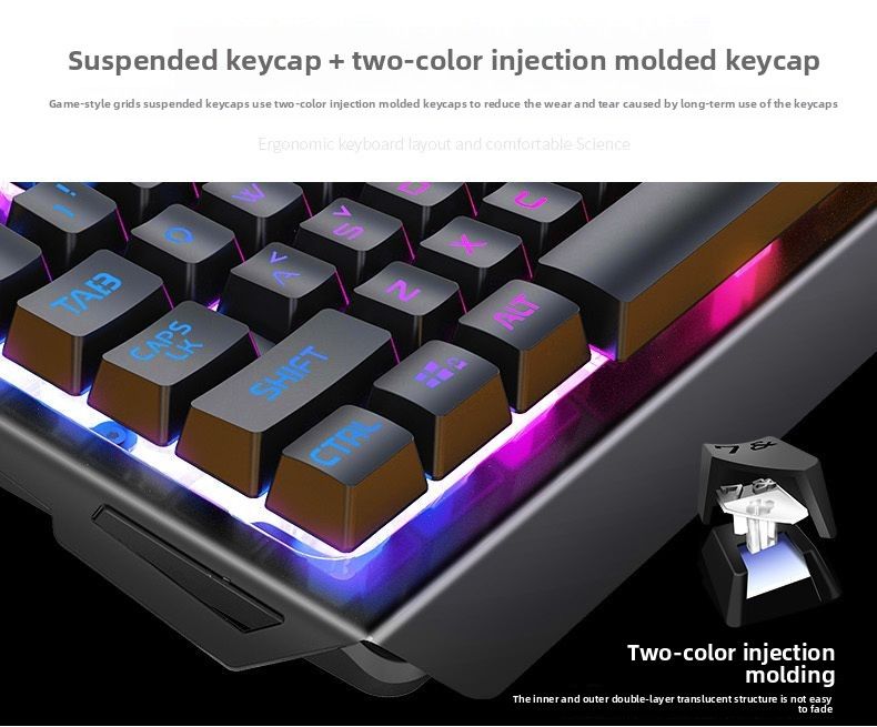 Silver Eagle V2 Wired Keyboard Mouse Set USB Desktop Computer Laptop Gaming Mechanical Feel E-sports Peripheral_voghion.com