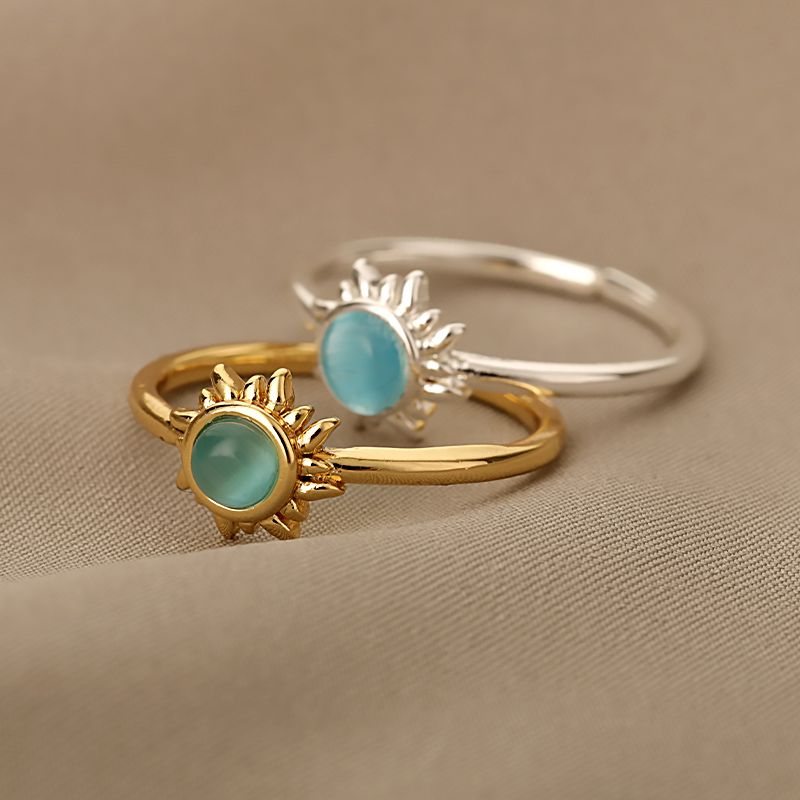 Fashion STAINLESS Steel Sonn Opal Fir Won Gold Faarf Koppel Réng Ästhetesch Engaent Hochzäit Ring Bijouen Party Cadeau Bague_voghion.com
